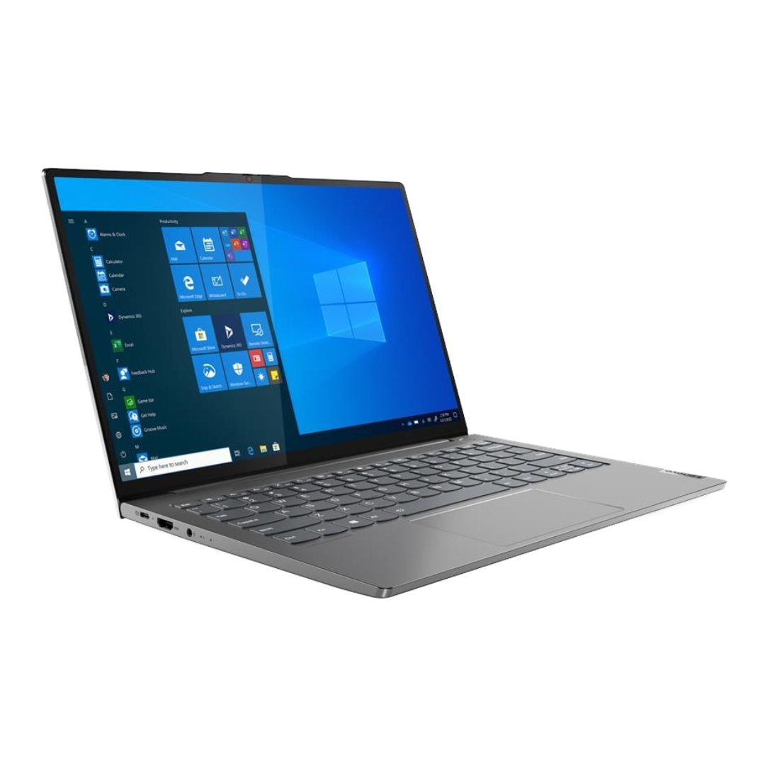 Side view of silver Thinkbook 13S laptop