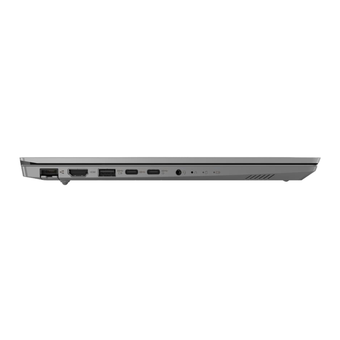 Side view of Lenovo Thinkbook 14 silver laptop
